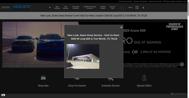 Security scan screenshot of https://www.hileyacura.com/