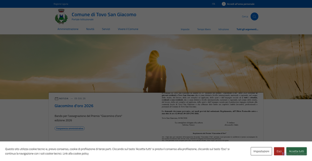 Security scan screenshot of https://www.comune.tovo-san-giacomo.sv.it