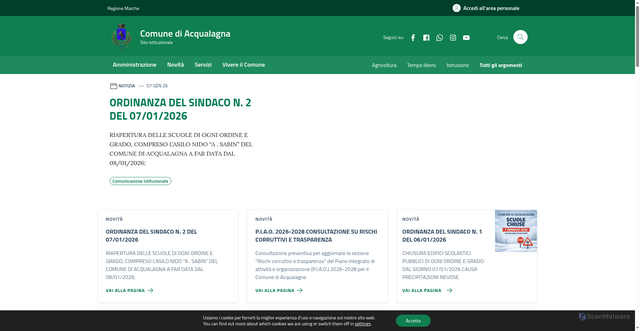 Security scan screenshot of https://comune.acqualagna.ps.it/