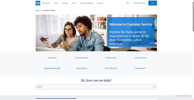 Security scan screenshot of https://www.americanexpress.com/us/customer-service/