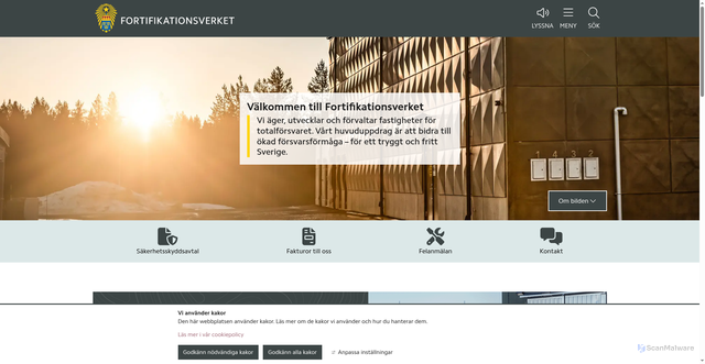 Security scan screenshot of https://www.fortifikationsverket.se