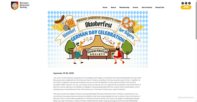 Security scan screenshot of https://www.germanamericansociety.org/oktoberfest