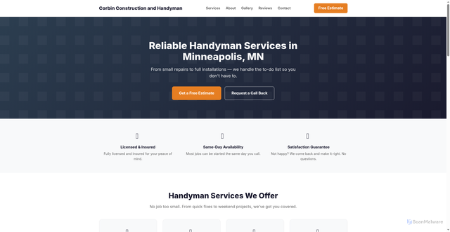 Security scan screenshot of https://corbin-construction-and-handyman-mn.pages.dev/