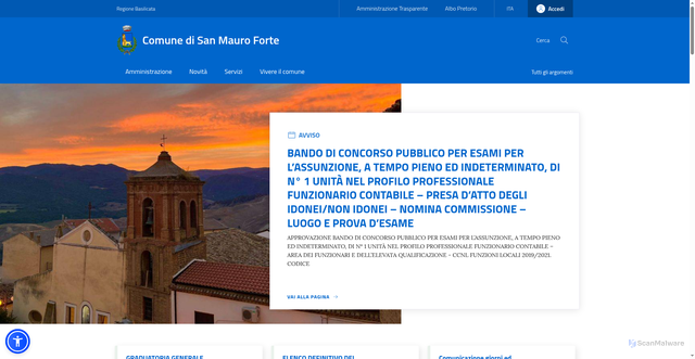 Security scan screenshot of https://www.comune.sanmauroforte.mt.it/