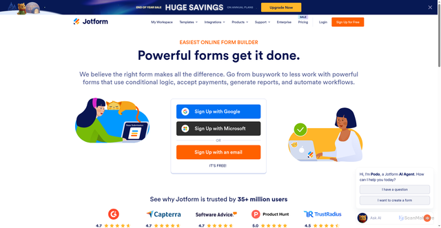 Security scan screenshot of https://jotform.com