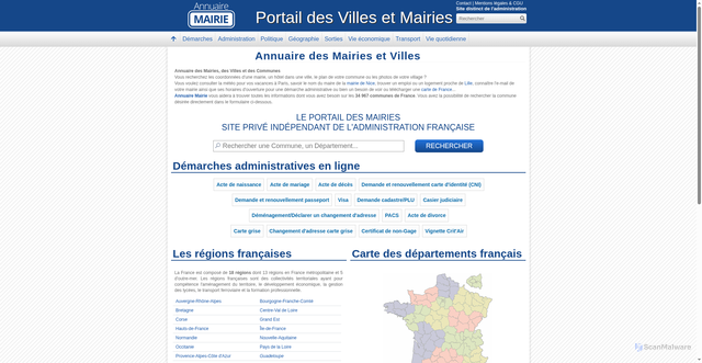 Security scan screenshot of annuaire-mairie.fr