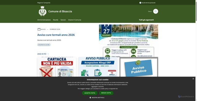 Security scan screenshot of https://www.comune.bisaccia.av.it
