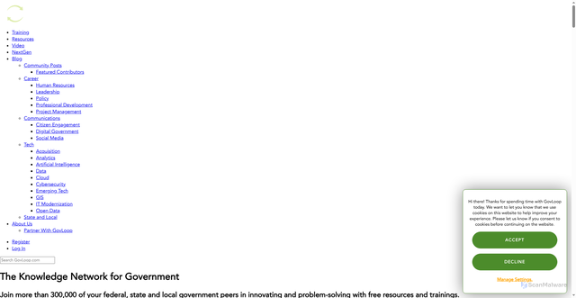 Security scan screenshot of https://www.govloop.com