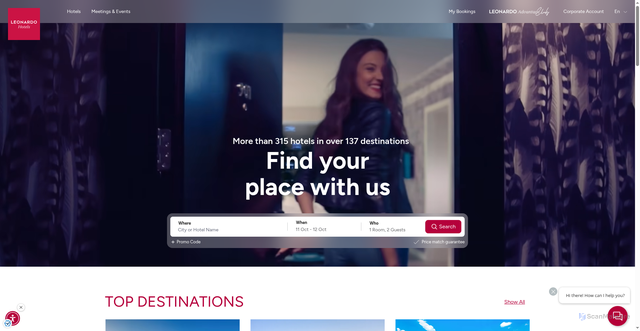 Security scan screenshot of https://leonardo-hotels.com