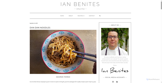 Security scan screenshot of https://ianbenites.com/dan-dan-noodles/