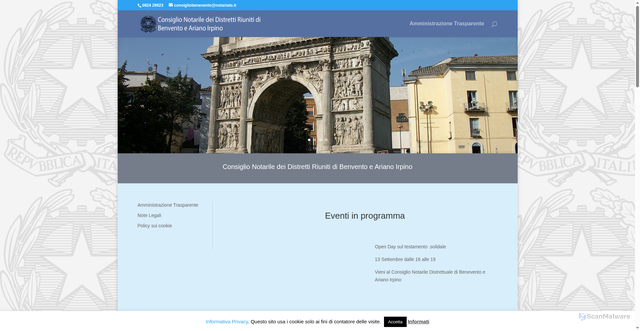 Security scan screenshot of https://www.consiglionotarilebenevento.it/