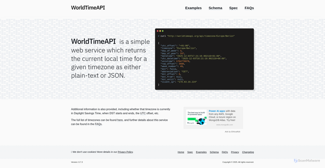 Security scan screenshot of https://worldtimeapi.org/