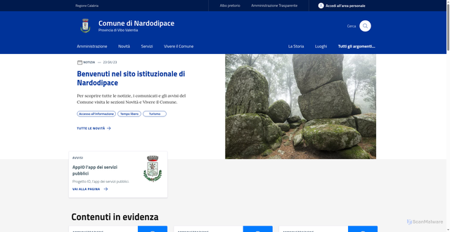 Security scan screenshot of https://www.comune.nardodipace.vv.it/