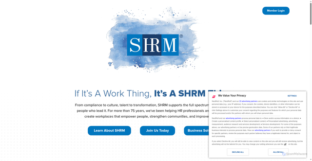 Security scan screenshot of https://shrm.org