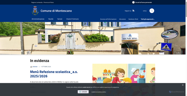 Security scan screenshot of https://www.comune.montescano.pv.it/it-it/home