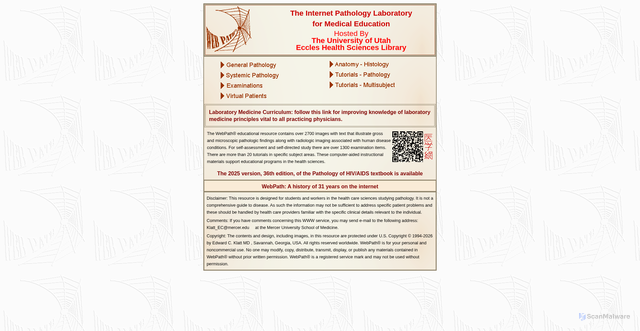 Security scan screenshot of https://webpath.med.utah.edu