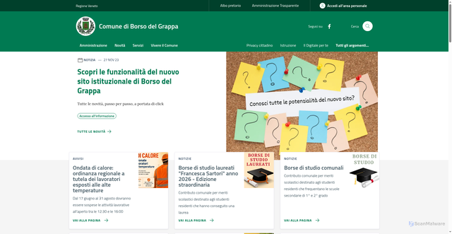 Security scan screenshot of https://www.comune.borsodelgrappa.tv.it