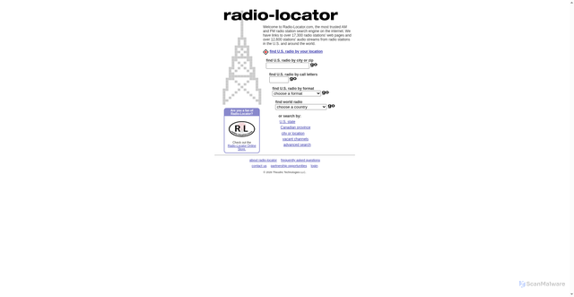 Security scan screenshot of https://radio-locator.com