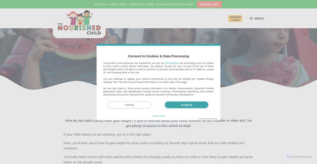 Security scan screenshot of https://thenourishedchild.com/help-picky-eaters-gain-weight/?srsltid=AfmBOoq6OzZbz8aezc3UVla_LGpoWAYC3Pr5wc_fRO3q1fjSk_PZ9__Q