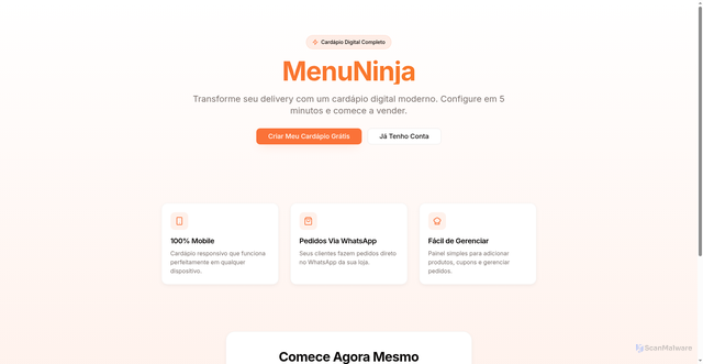 Security scan screenshot of http://menuninja.online/