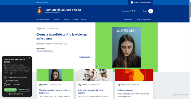 Security scan screenshot of https://www.comune.caluscodadda.bg.it/