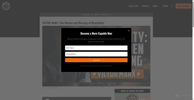 Security scan screenshot of https://orderofman.com/podcasts/victormarx/