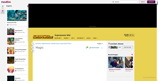 Security scan screenshot of https://powerlisting.fandom.com/wiki/Magic