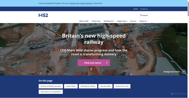 Security scan screenshot of https://www.hs2.org.uk:443/