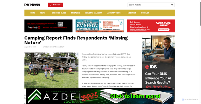 Security scan screenshot of https://www.rvnews.com/camping-report-finds-respondents-missing-nature/