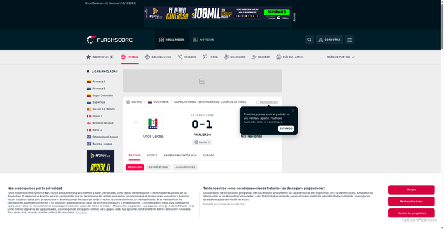 Security scan screenshot of https://www.flashscore.co/partido/futbol/atl-nacional-C23omttL/once-caldas-bVsnDlMD/
