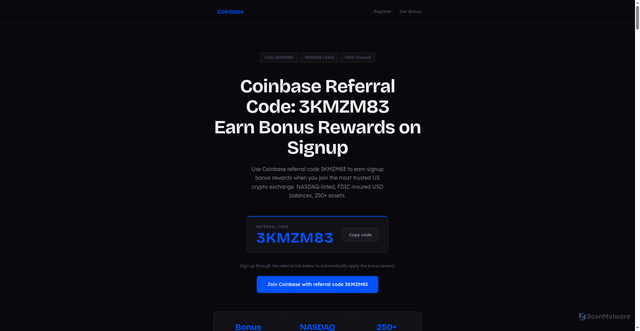 Security scan screenshot of https://coinbase-referral-code.vercel.app/