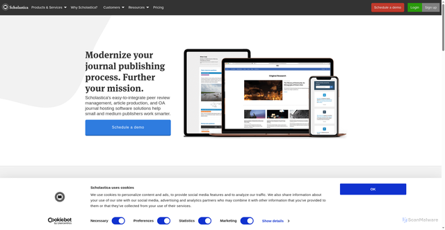 Security scan screenshot of https://scholasticahq.com
