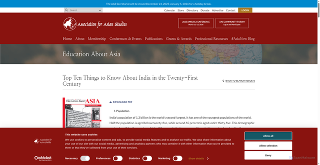 Security scan screenshot of https://www.asianstudies.org/publications/eaa/archives/top-ten-things-to-know-about-india-in-the-twenty-first-century-kripalani/