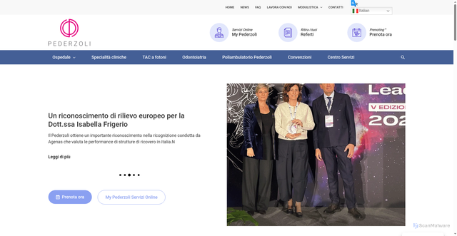 Security scan screenshot of https://www.ospedalepederzoli.it/