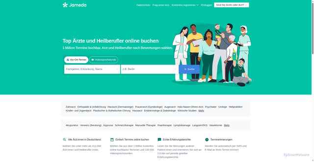 Security scan screenshot of https://jameda.de