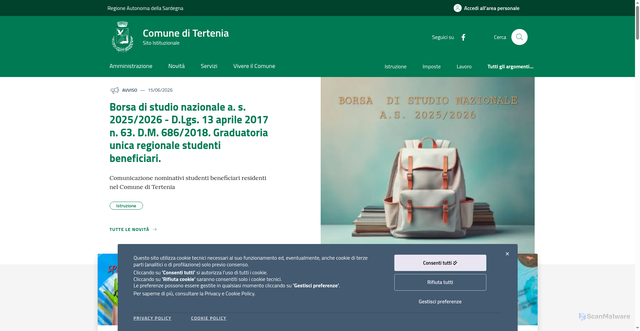 Security scan screenshot of https://www.comunetertenia.it