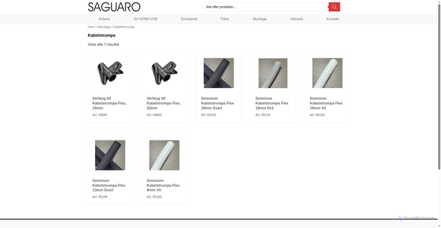 Security scan screenshot of https://saguaroab.se/produkt-kategori/montage/kabelstrumpa/