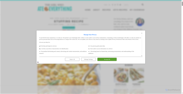 Security scan screenshot of https://www.the-girl-who-ate-everything.com/classic-stuffing-recipe/
