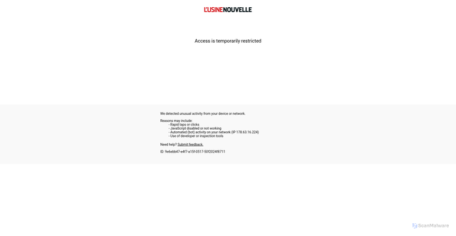 Security scan screenshot of https://www.usinenouvelle.com