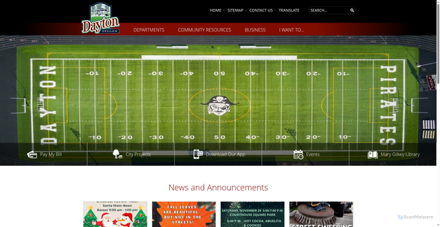 Security scan screenshot of https://www.daytonoregon.gov/