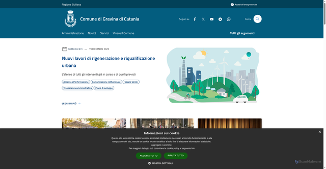 Security scan screenshot of https://www.comune.gravina-di-catania.ct.it/it