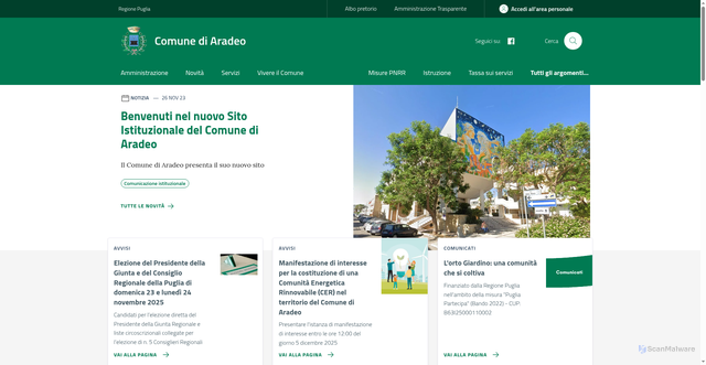 Security scan screenshot of https://www.comune.aradeo.le.it/