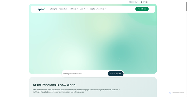 Security scan screenshot of https://aptia-group.com