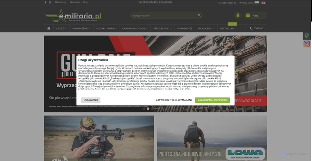 Security scan screenshot of https://e-militaria.pl