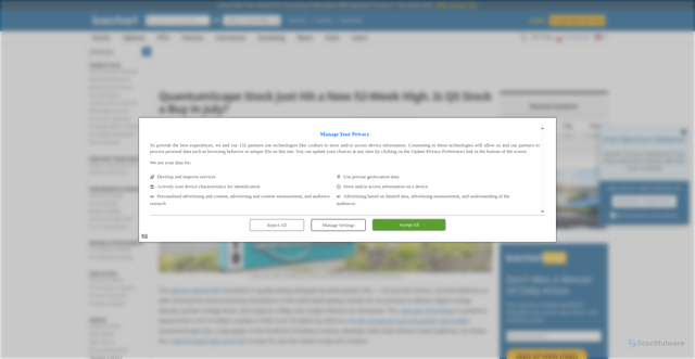 Security scan screenshot of https://www.barchart.com/story/news/33585211/quantumscape-stock-just-hit-a-new-52-week-high-is-qs-stock-a-buy-in-july