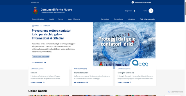 Security scan screenshot of https://comune.fontenuova.rm.it/