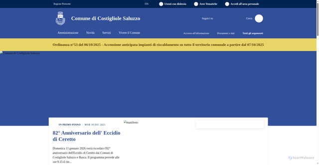 Security scan screenshot of https://www.comune.costigliolesaluzzo.cn.it/