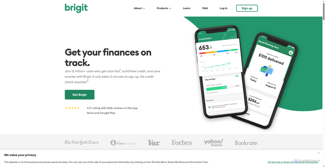 Security scan screenshot of https://www.hellobrigit.com