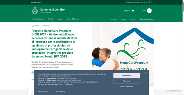 Security scan screenshot of https://www.comune.venafro.is.it/