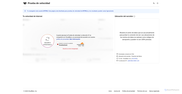 Security scan screenshot of https://warm-meadow-8a46-608ed664.pages.dev/es-la